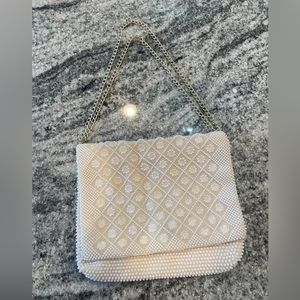 Vintage beaded white purse
